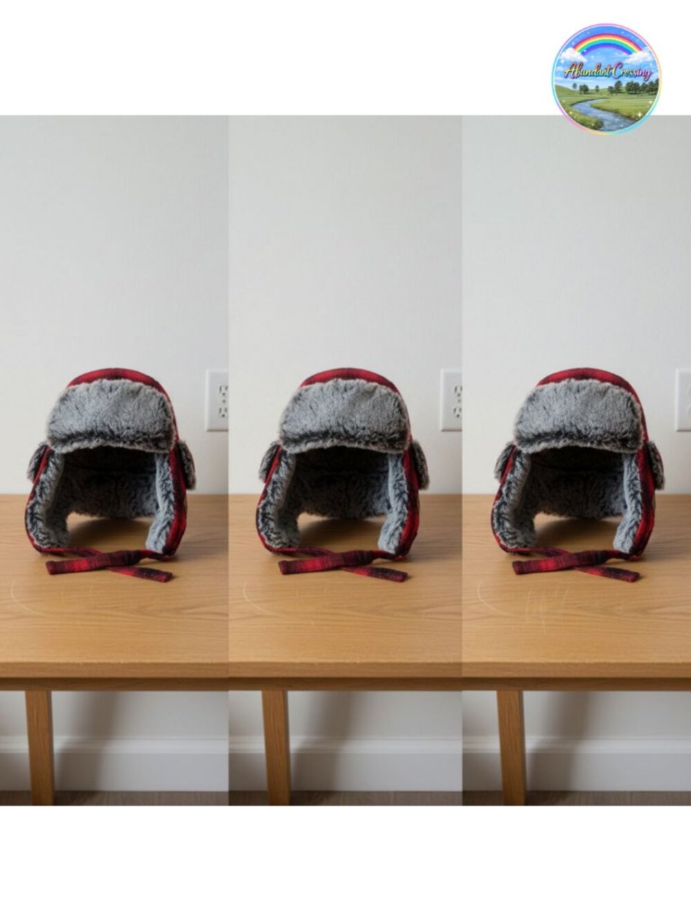 Plaid Winter Wool Trapper Hat Faux Fur Earflap Ushanka
